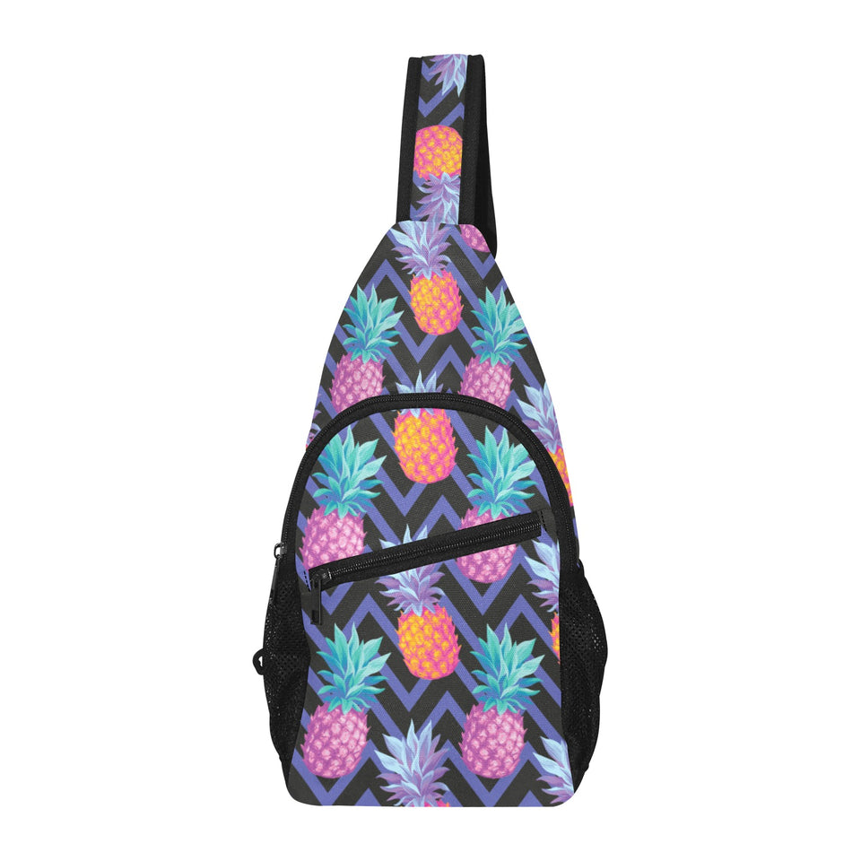Pineapples pattern zigzag background All Over Print Chest Bag