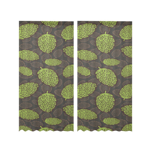 Hop pattern black background Gauze Curtain