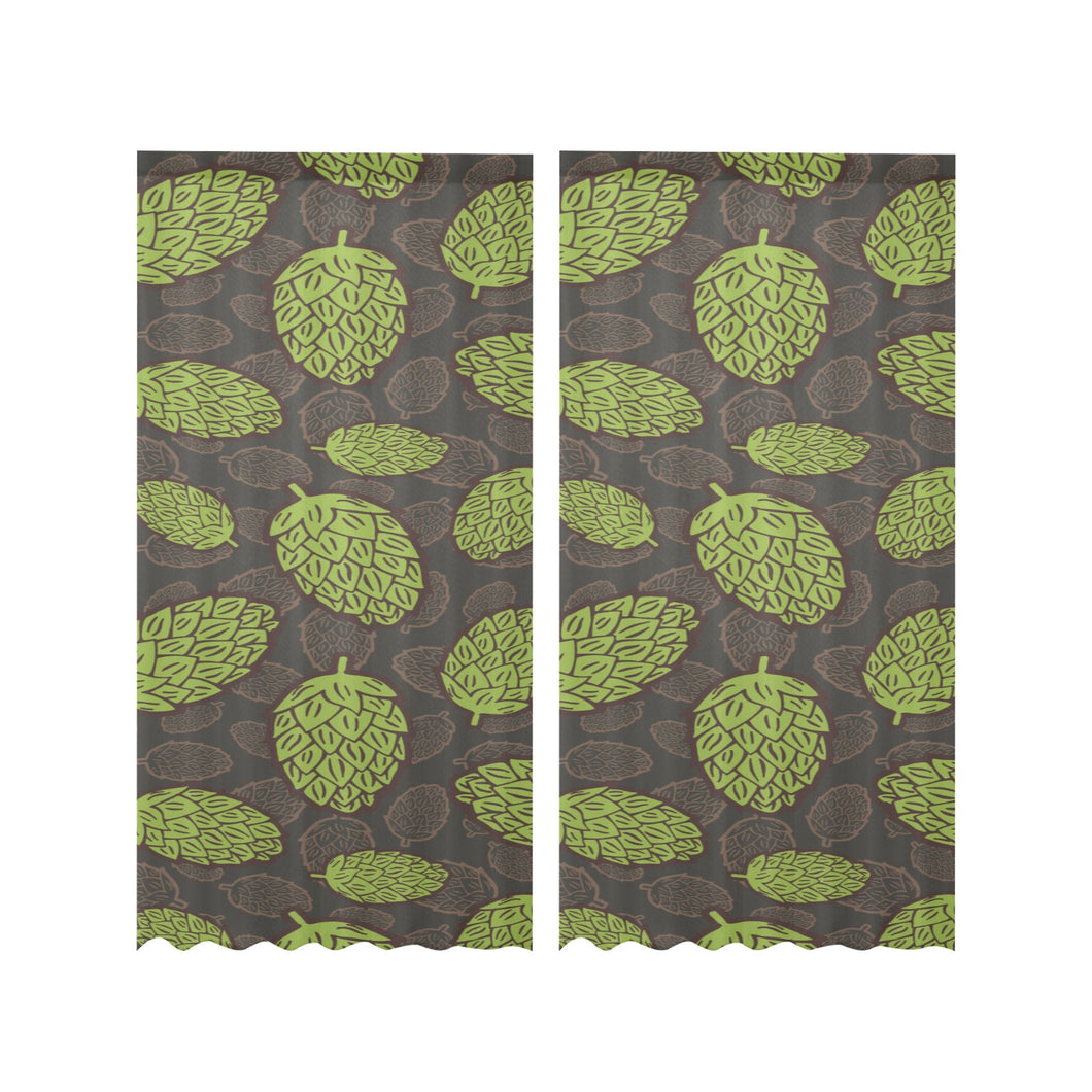 Hop pattern black background Gauze Curtain