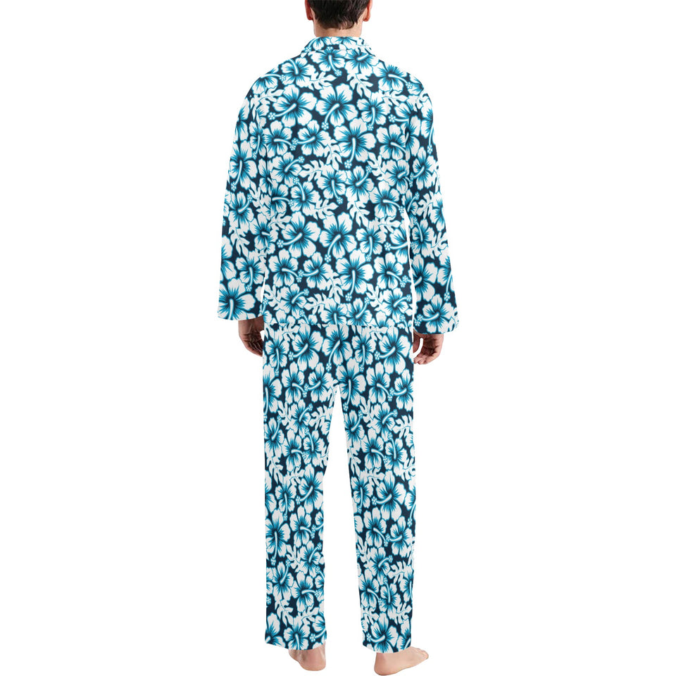 Hibiscus Pattern Print Design 04 Men's Long Pajama Set