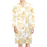 hand drawn onion pattern Men's Long Sleeve Belted Night Robe