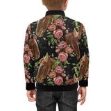 Horse head wild roses pattern Kids' Boys' Girls' Bomber Jacket