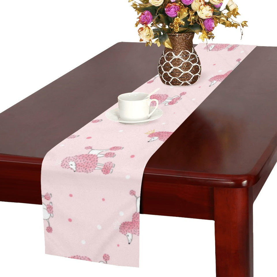 Poodle dog pink color theme Table Runner
