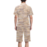Brick Printed Pattern Print Design 01 Men's V-Neck Short Pajama Set