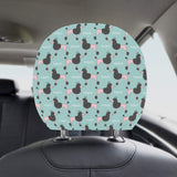 poodle dog green background Car Headrest Cover