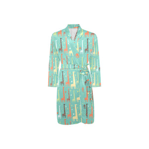 Giraffe Pattern Print Design 01 Men's Long Sleeve Belted Night Robe
