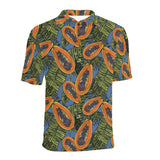 Colorful papaya tropical leaves Men's All Over Print Polo Shirt