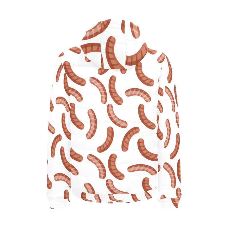 Sausage Pattern Print Design 04 Men's Padded Hooded Jacket