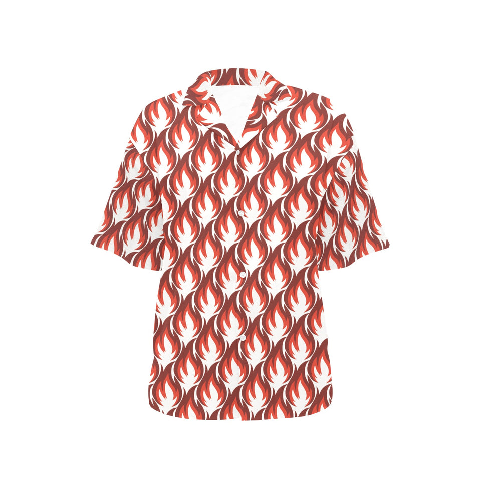 Fire flame symbol design pattern Women's All Over Print Hawaiian Shirt