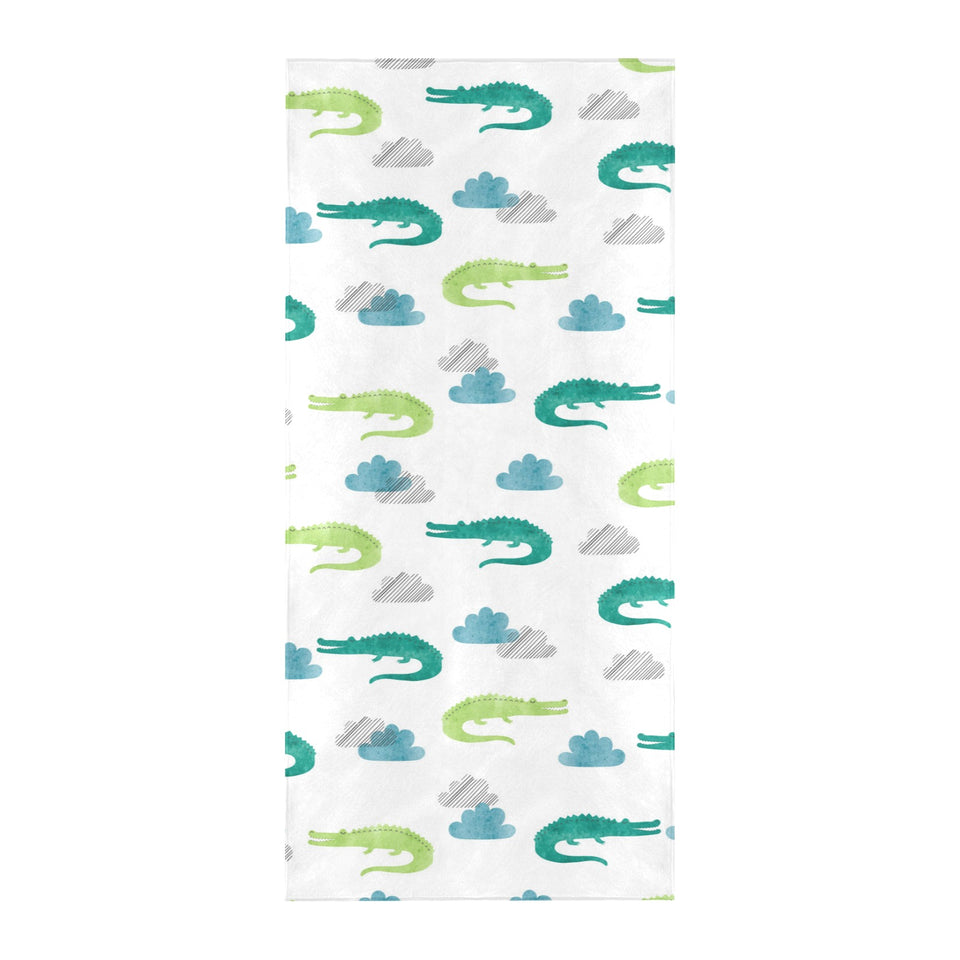 watercolor crocodile pattern Beach Towel