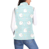 White cute hamsters heart pattern Women's Padded Vest
