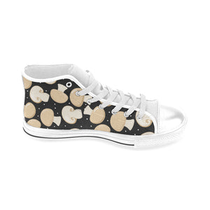 Champignon mushroom pattern Men's High Top Canvas Shoes White