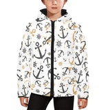 Anchors Rudders pattern Kids' Boys' Girls' Padded Hooded Jacket