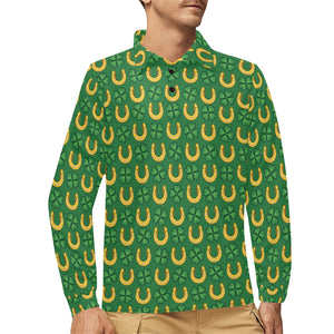 Horseshoes Pattern Print Design 05 Men's Long Sleeve Polo Shirt