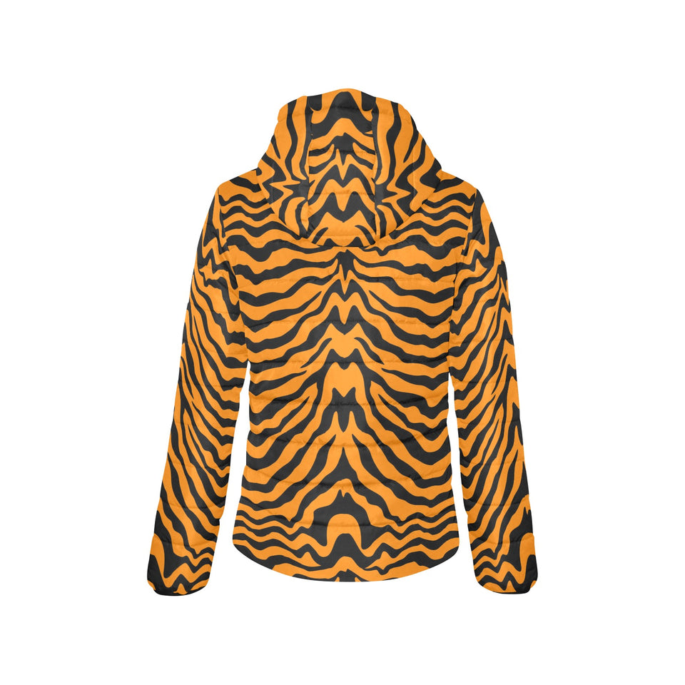 Bengal tigers skin print pattern Women's Padded Hooded Jacket