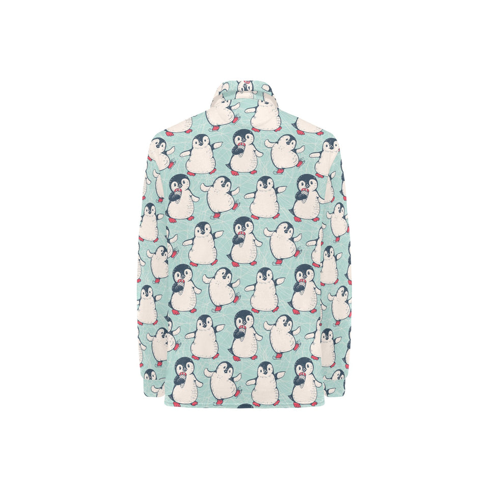 Cute Penguin pattern Women's Long Sleeve Polo Shirt