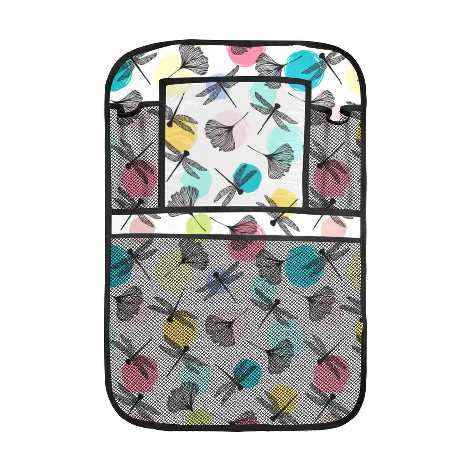 Dragonflies ginkgo leaves pattern Car Seat Back Organizer