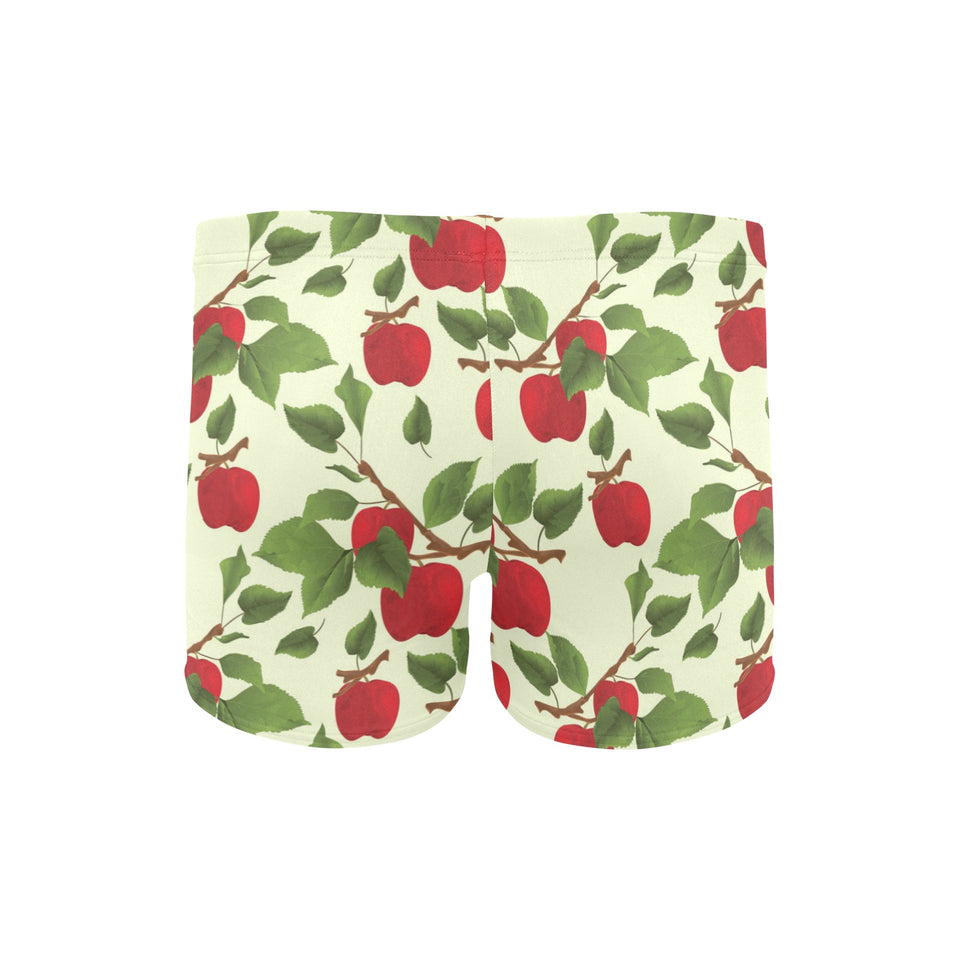 Red apples leaves pattern Men's Swimming Trunks