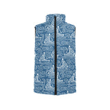 Hand drawn sailboat pattern Women's Padded Vest