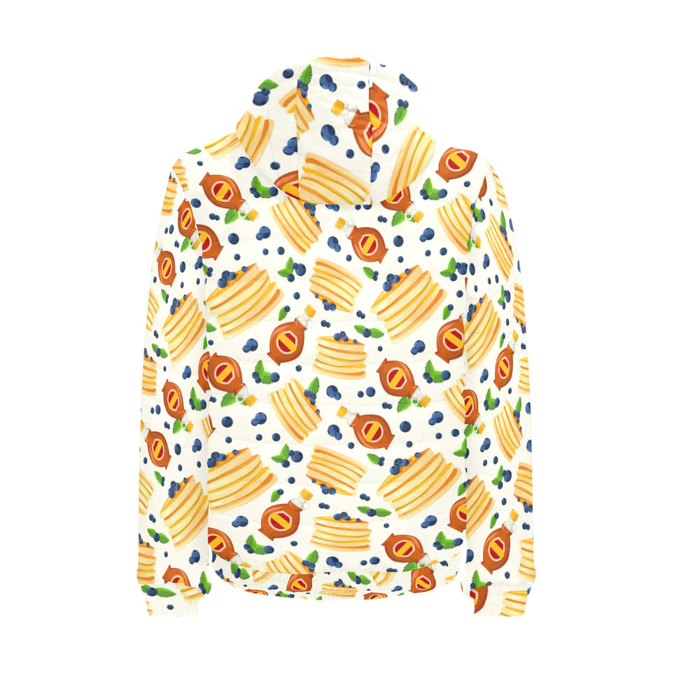 Pancake Pattern Print Design 02 Men's Padded Hooded Jacket