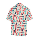 Red Blue guitar pattern Men's All Over Print Hawaiian Shirt