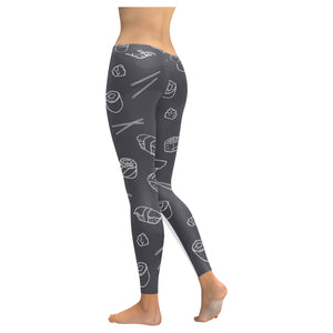 sushi pattern black background Women's Legging Fulfilled In US