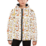 Giraffe Pattern Print Design 04 Kids' Boys' Girls' Padded Hooded Jacket