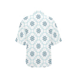 nautical steering wheel chain Women's All Over Print Hawaiian Shirt