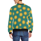 Sun green background Men's Crew Neck Sweatshirt