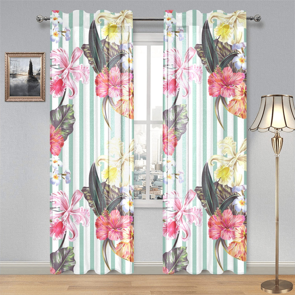 Colorful orchid flower pattern Gauze Curtain