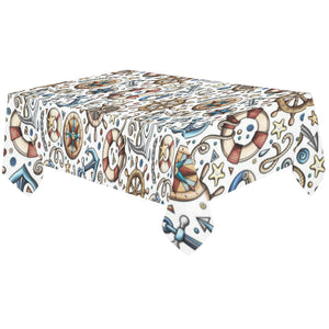Cute nautical steering wheel anchor pattern Tablecloth
