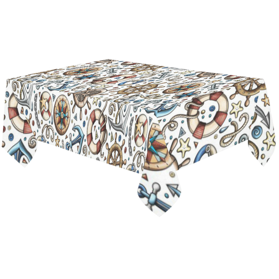 Cute nautical steering wheel anchor pattern Tablecloth
