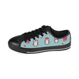 Cute penguin christmas  design pattern Men's Low Top Canvas Shoes Black