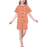 Tropical grapefruit pattern Kids' Boys' Girls' V-Neck Short Pajama Set