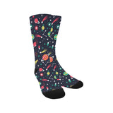 colorful space pattern planet star Crew Socks