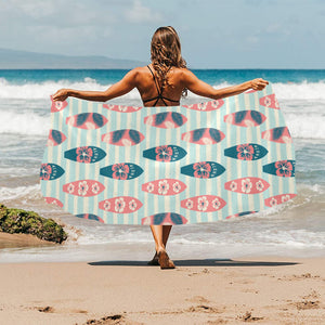 Surfboard Pattern Print Design 02 Beach Towel