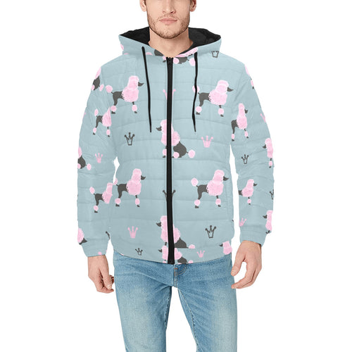 poodle dog pattern Men's Padded Hooded Jacket