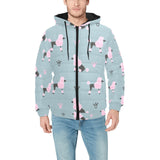 poodle dog pattern Men's Padded Hooded Jacket