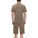 Coffee bean on brown background Men's V-Neck Short Pajama Set
