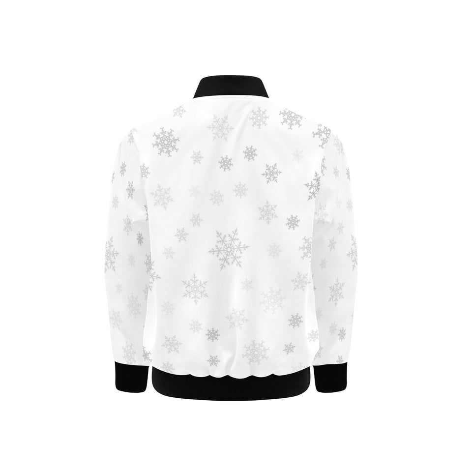 Snowflake pattern white background Kids' Boys' Girls' Bomber Jacket
