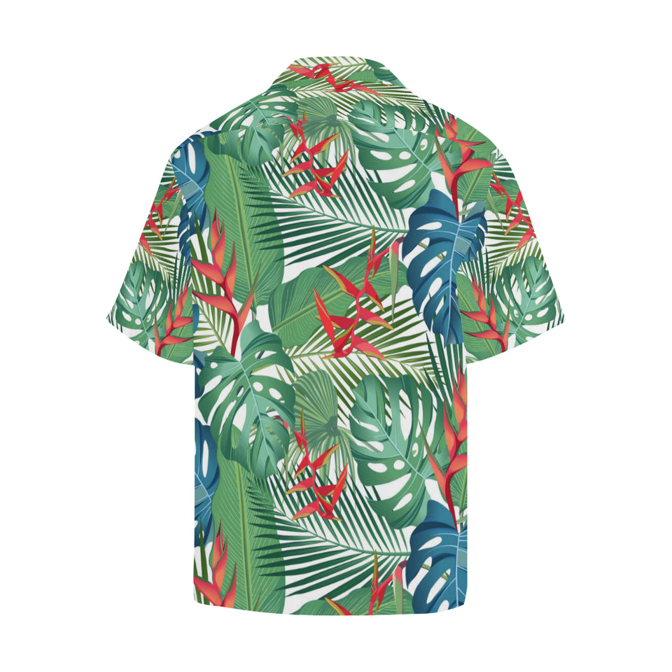 heliconia palm and monstera  leaves pattern Men's All Over Print Hawaiian Shirt