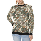 Monkey tropical leaves background Women's Crew Neck Sweatshirt