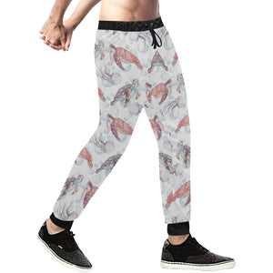 Watercolor sea turtle jellyfish pattern Unisex Casual Sweatpants