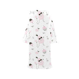 Poodle dog rose cake pattern Blanket Robe with Sleeves