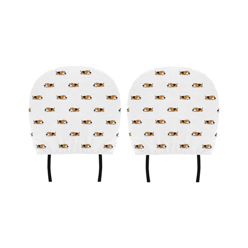 Cute beagle dog sleeping pattern Car Headrest Cover