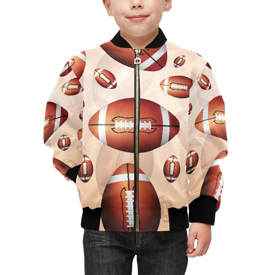American football ball design pattern Kids' Boys' Girls' Bomber Jacket