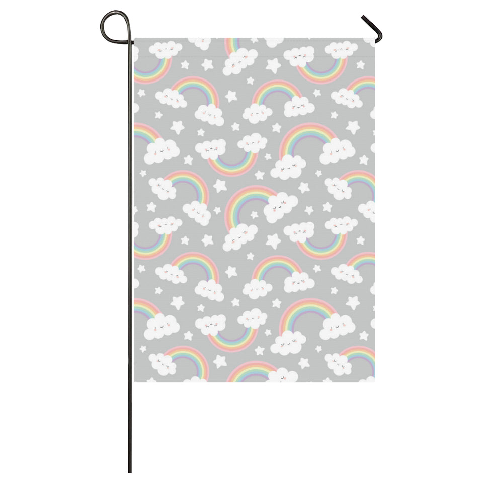 Cute rainbow clound star pattern House Flag Garden Flag