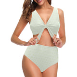 Cucumber pattern background Chest Bowknot High Waisted Bikini Swimsuit