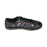 colorful space pattern planet star Men's Low Top Canvas Shoes Black
