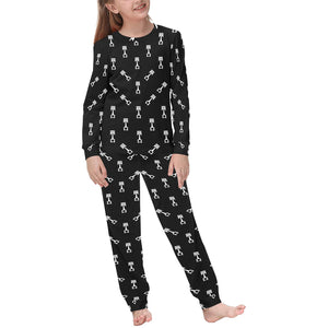 Engine Piston Black Theme Pattern Print Design 03 Kids' Boys' Girls' All Over Print Pajama Set